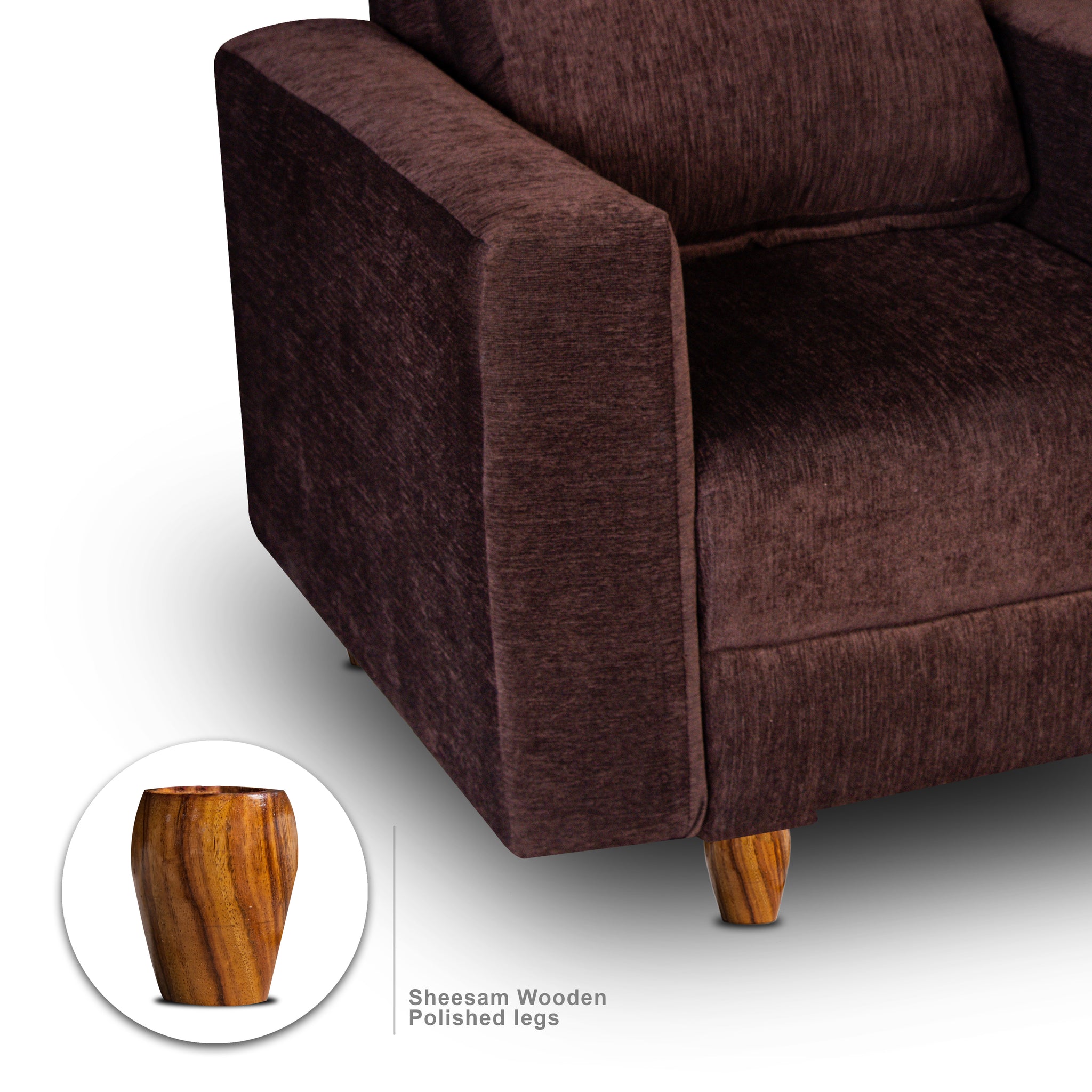 Rio 1 Seater Sofa, Chenille Molfino Fabric (Finish Color - Brown)