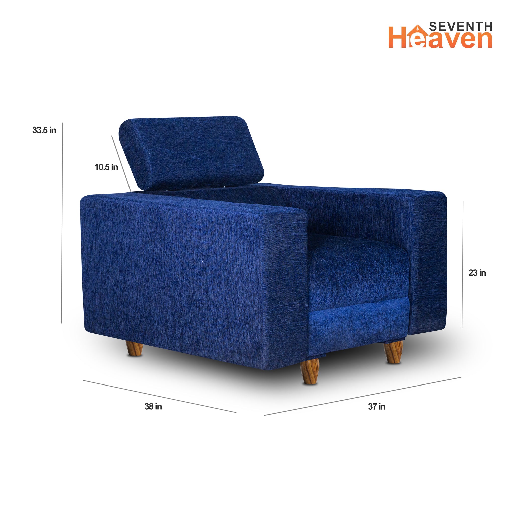 Berlin 1 Seater Sofa, Chenille Molfino Fabric (Finish Color - Blue)