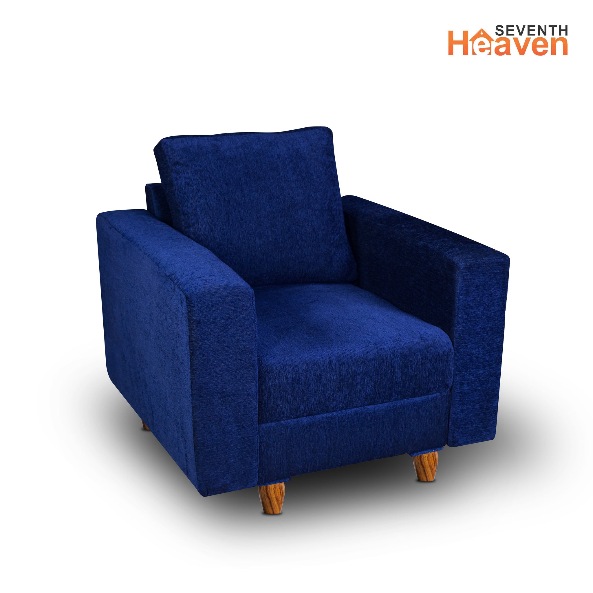 Rio 1 Seater Sofa, Chenille Molfino Fabric (Finish Color - Blue)
