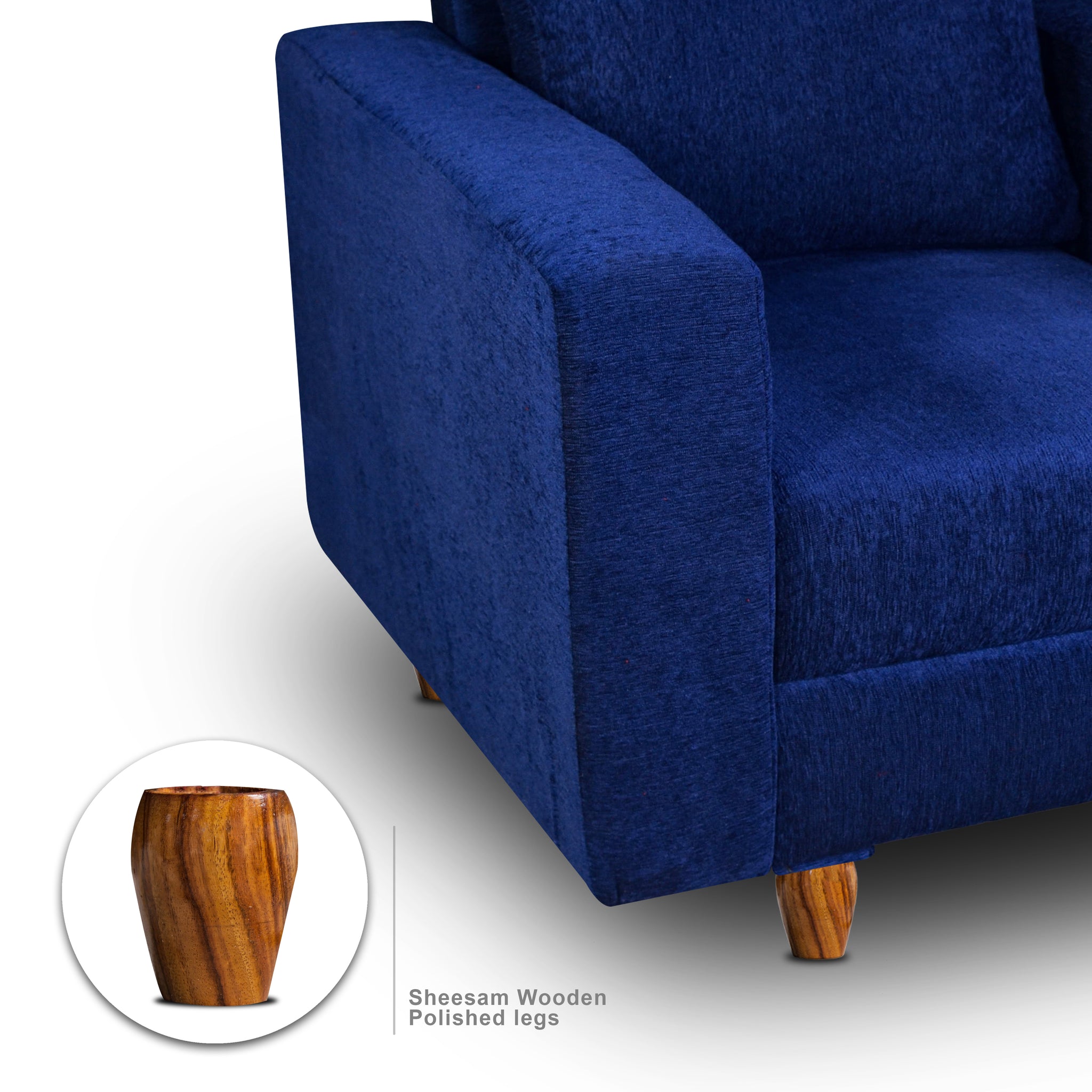 Rio 1 Seater Sofa, Chenille Molfino Fabric (Finish Color - Blue)
