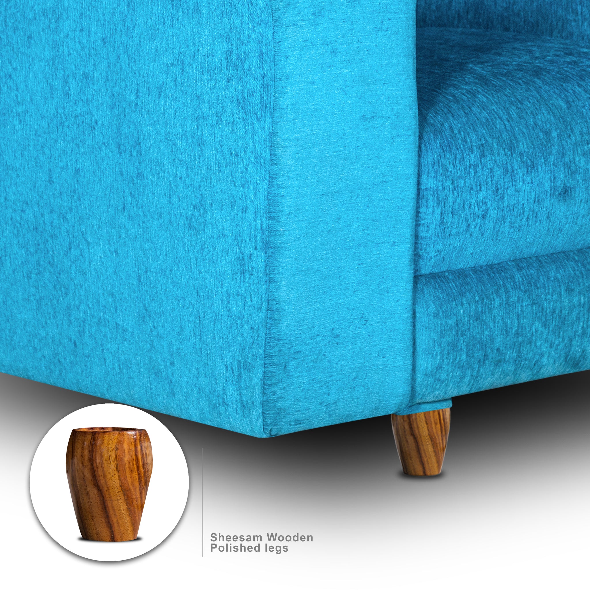 Berlin 1 Seater Sofa, Chenille Molfino Fabric (Finish Color - Sky Blue)