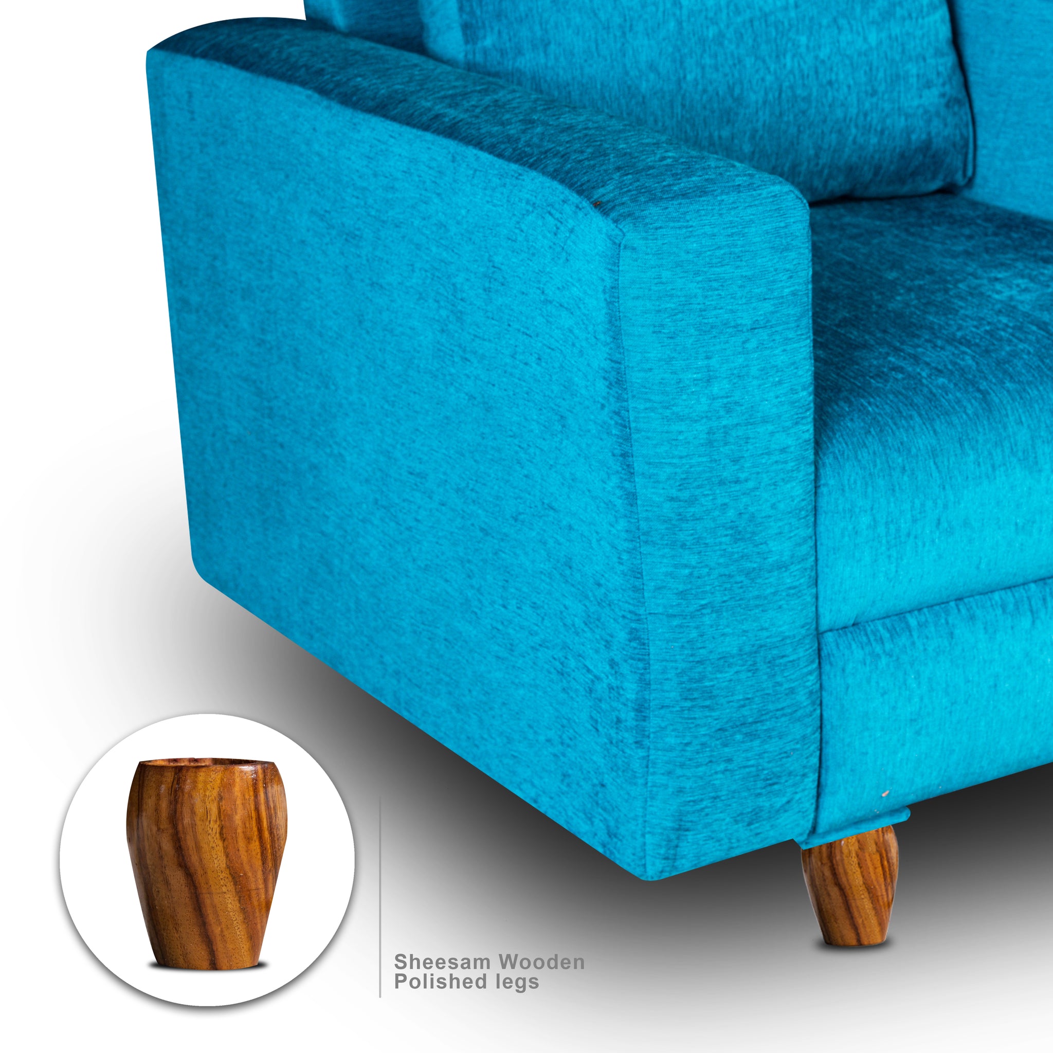 Rio 1 Seater Sofa, Chenille Molfino Fabric (Finish Color - Sky Blue)