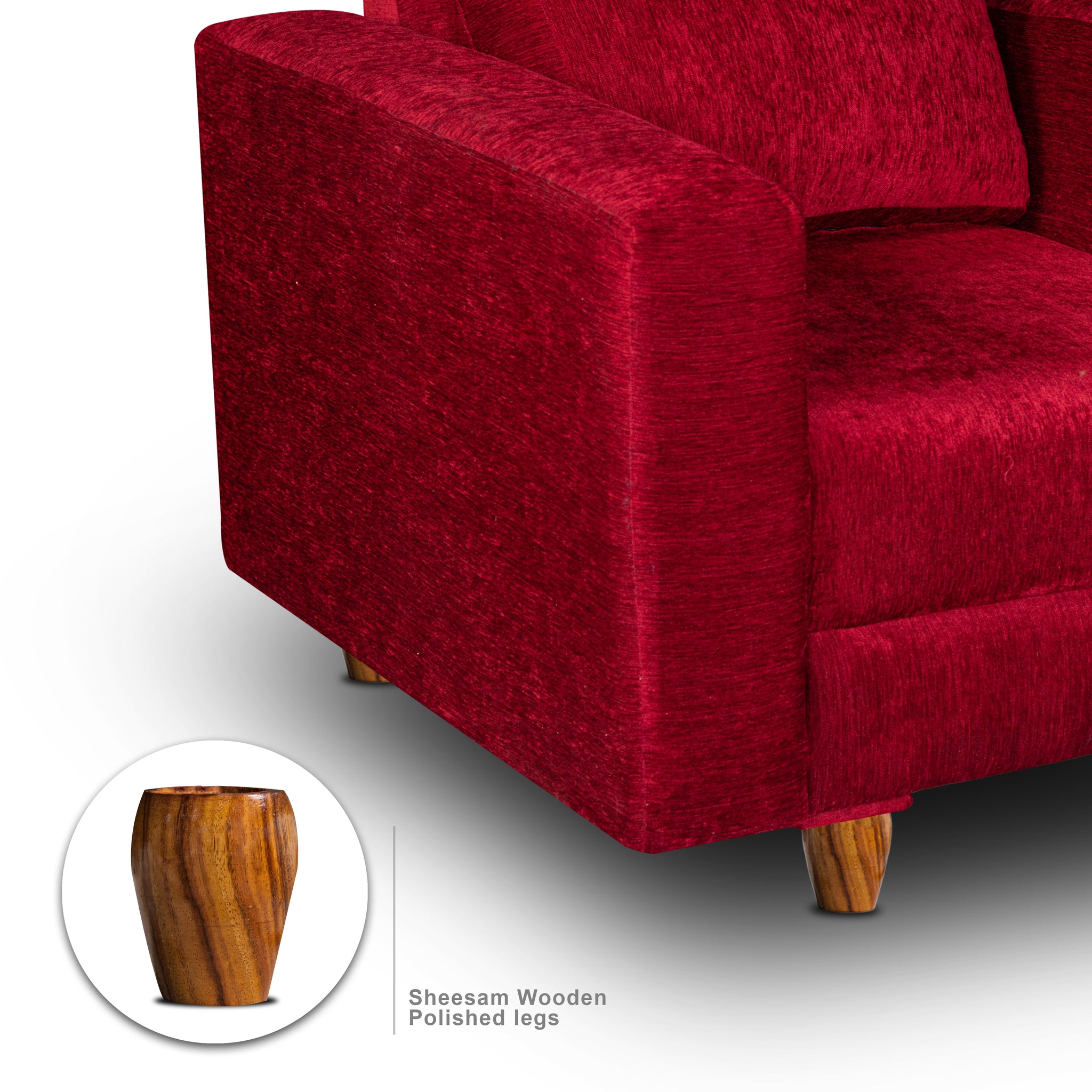 Rio 1 Seater Sofa, Chenille Molfino Fabric (Finish Color - Maroon)