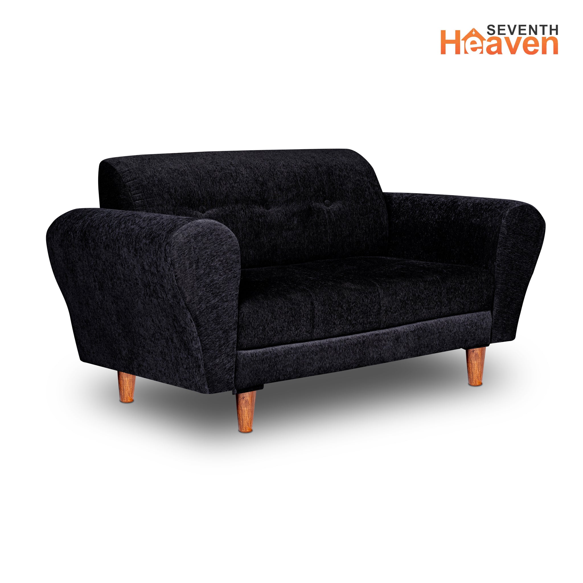 Milan 2 Seater Sofa, Chenille Molfino Fabric (Finish Color - Black)