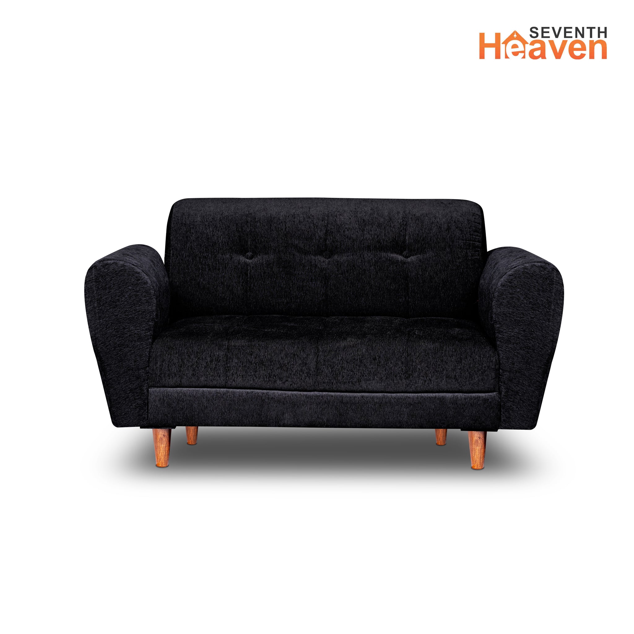 Milan 2 Seater Sofa, Chenille Molfino Fabric (Finish Color - Black)