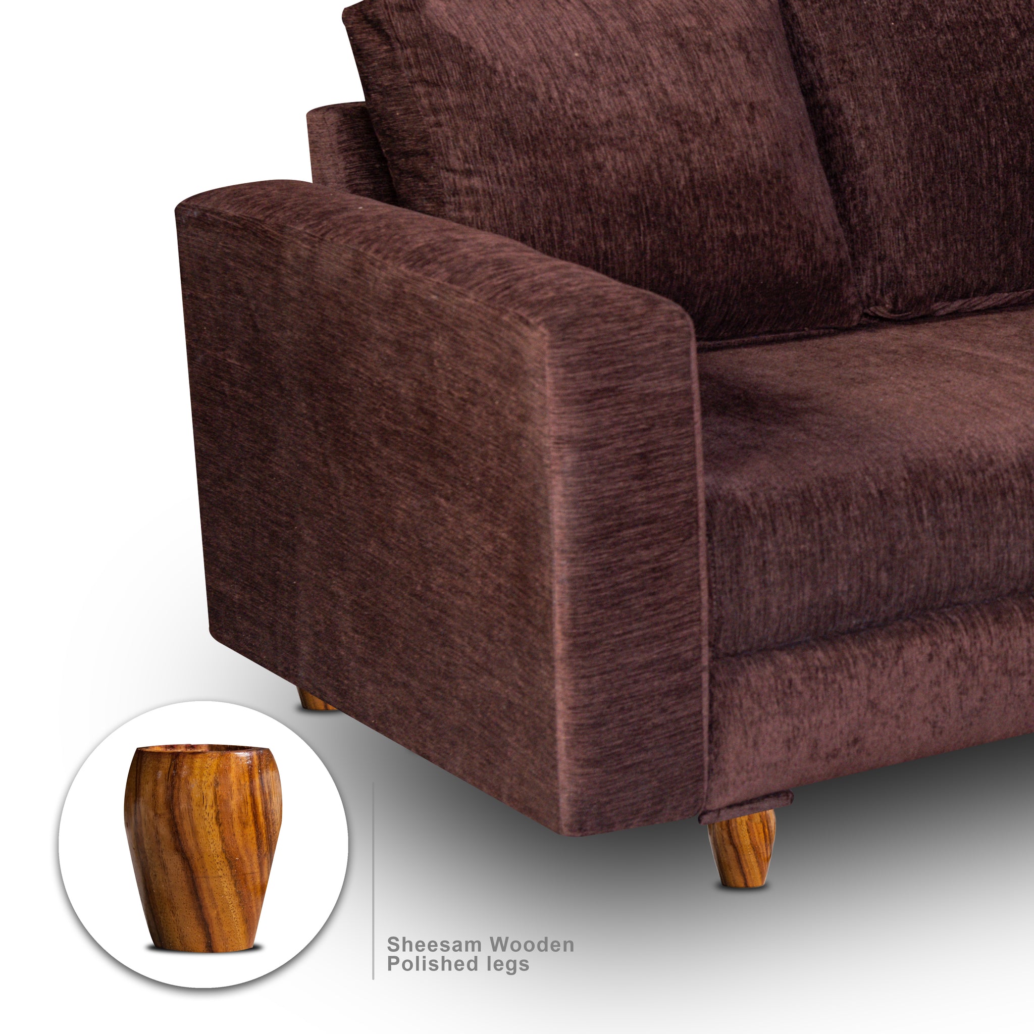 Rio 2 Seater Sofa, Chenille Molfino Fabric (Finish Color - Brown)