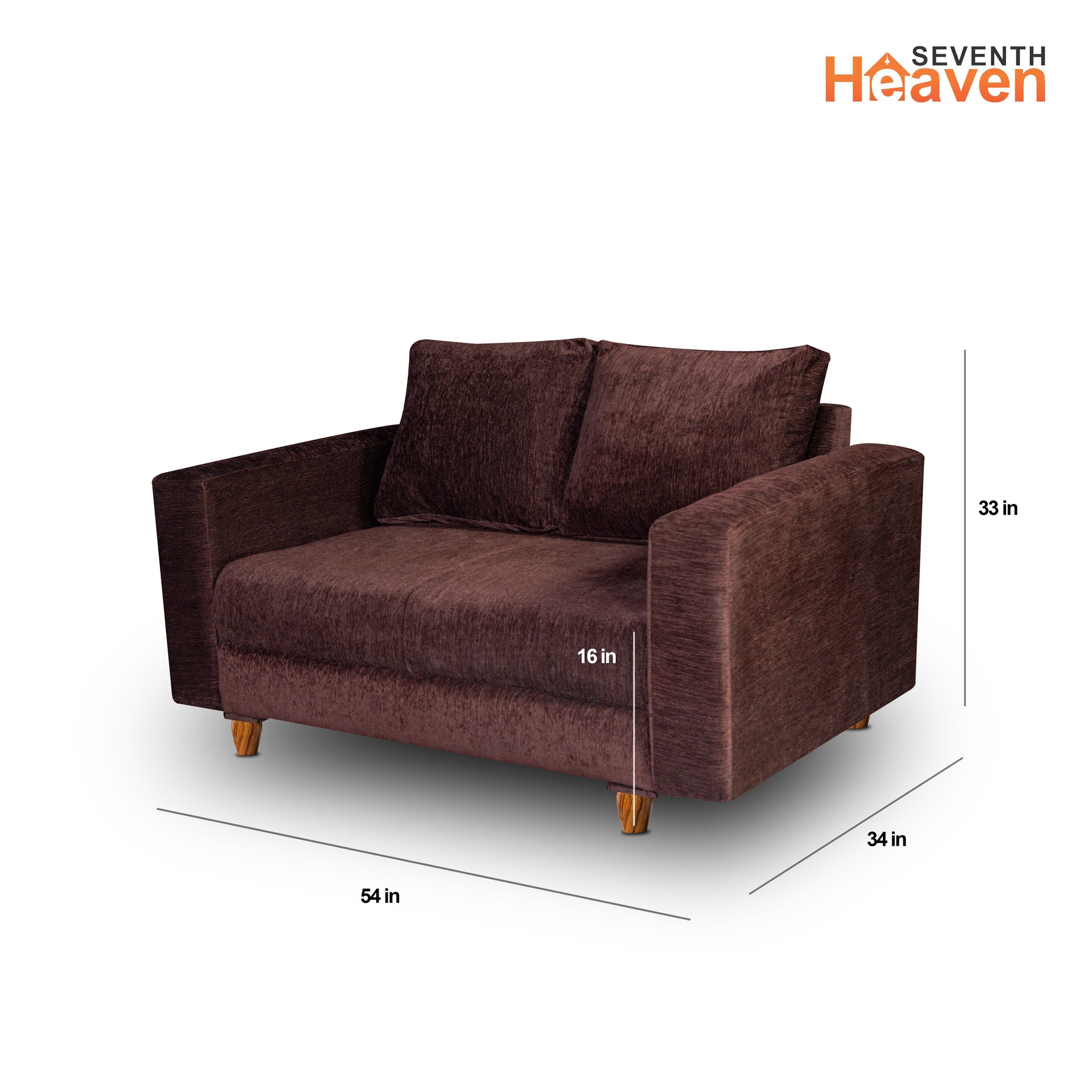 Rio 2 Seater Sofa, Chenille Molfino Fabric (Finish Color - Brown)