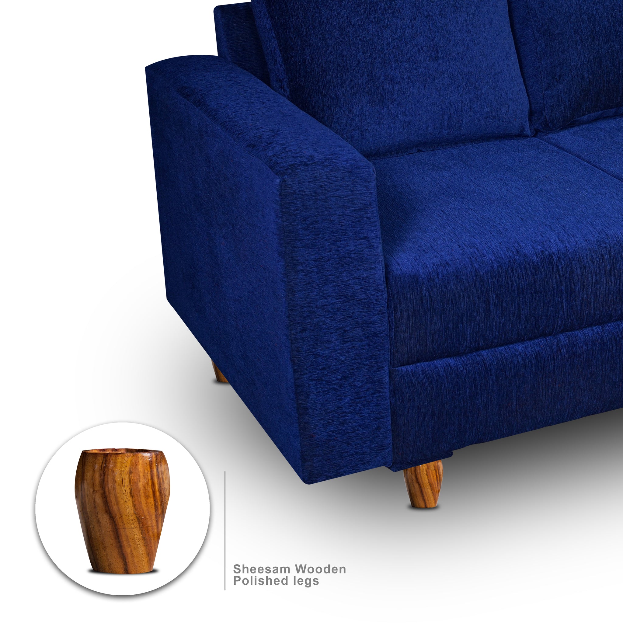 Rio 2 Seater Sofa, Chenille Molfino Fabric (Finish Color - Blue)