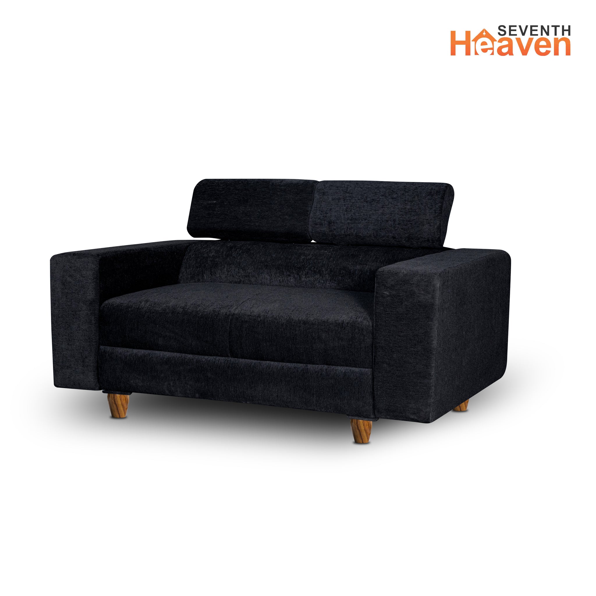 Berlin 2 Seater Sofa, Chenille Molfino Fabric (Finish Color - Black)