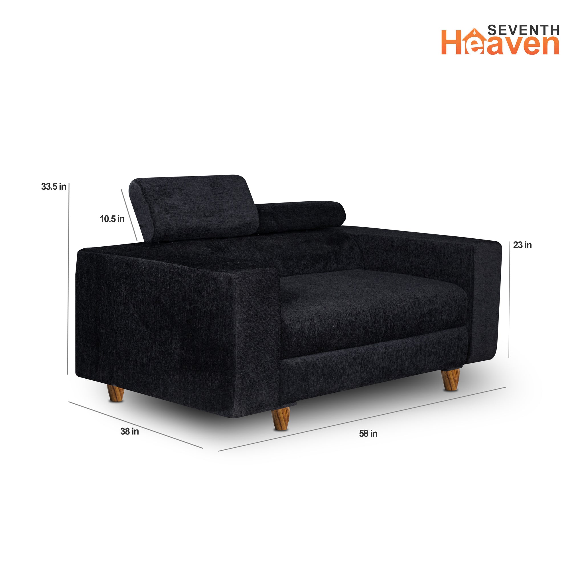 Berlin 2 Seater Sofa, Chenille Molfino Fabric (Finish Color - Black)