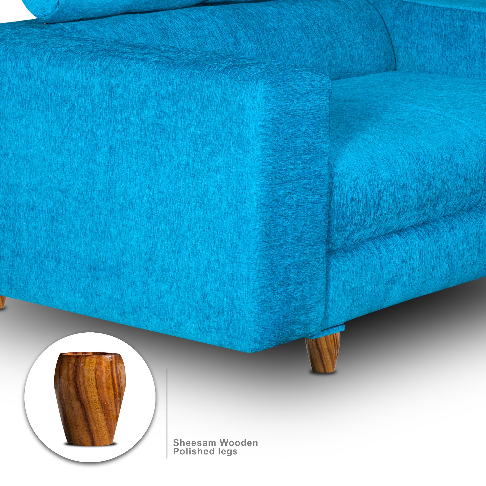 Berlin 2 Seater Sofa, Chenille Molfino Fabric (Finish Color - Sky Blue)