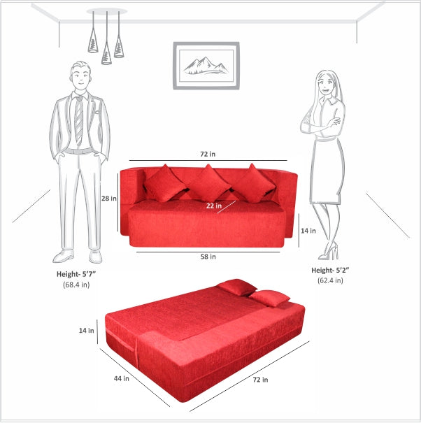 Cover of Maroon Chenille Molfino Fabric (72"x44"x14") FlipperX Sofa Bed