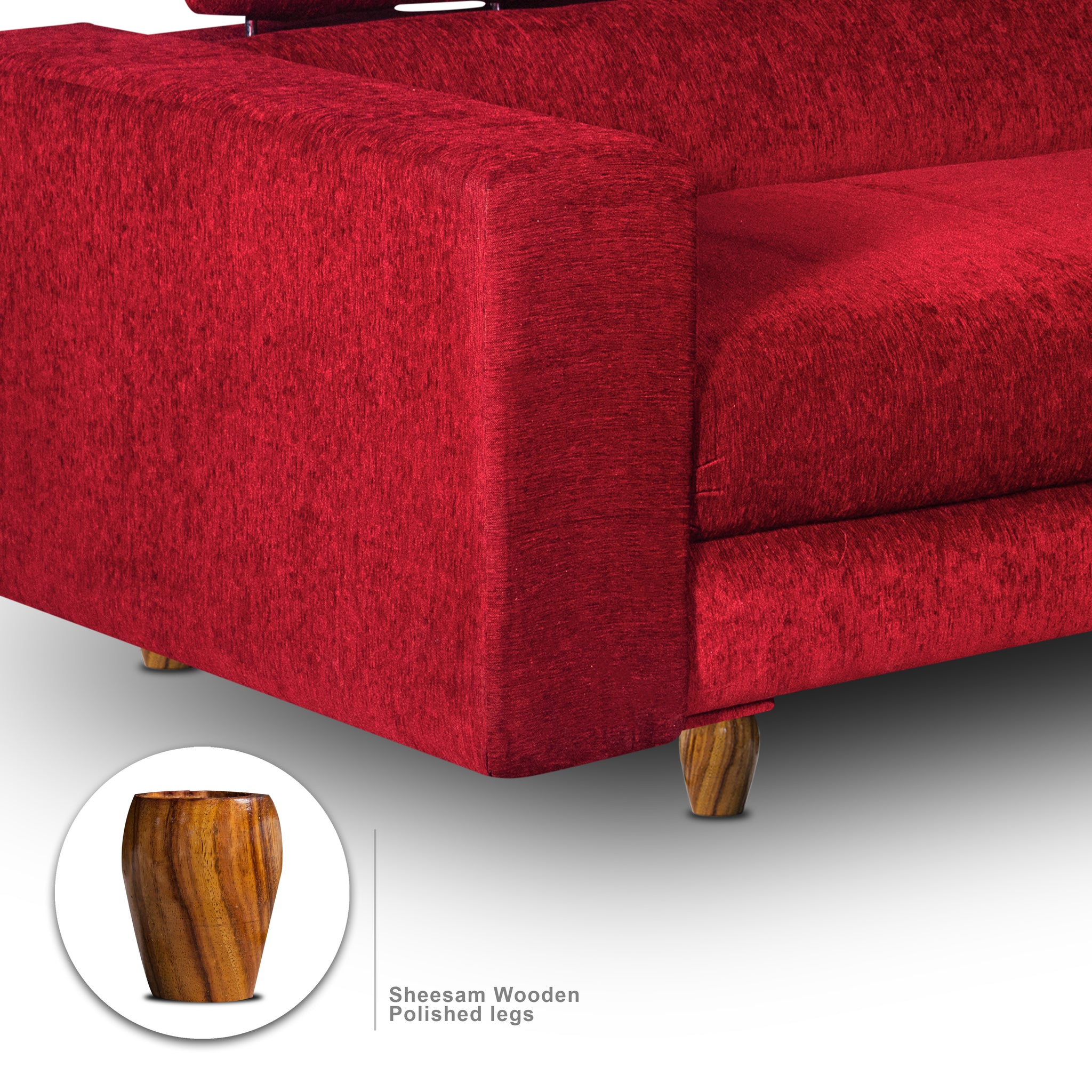 Berlin 3 Seater Sofa, Chenille Molfino Fabric (Finish Color - Maroon)