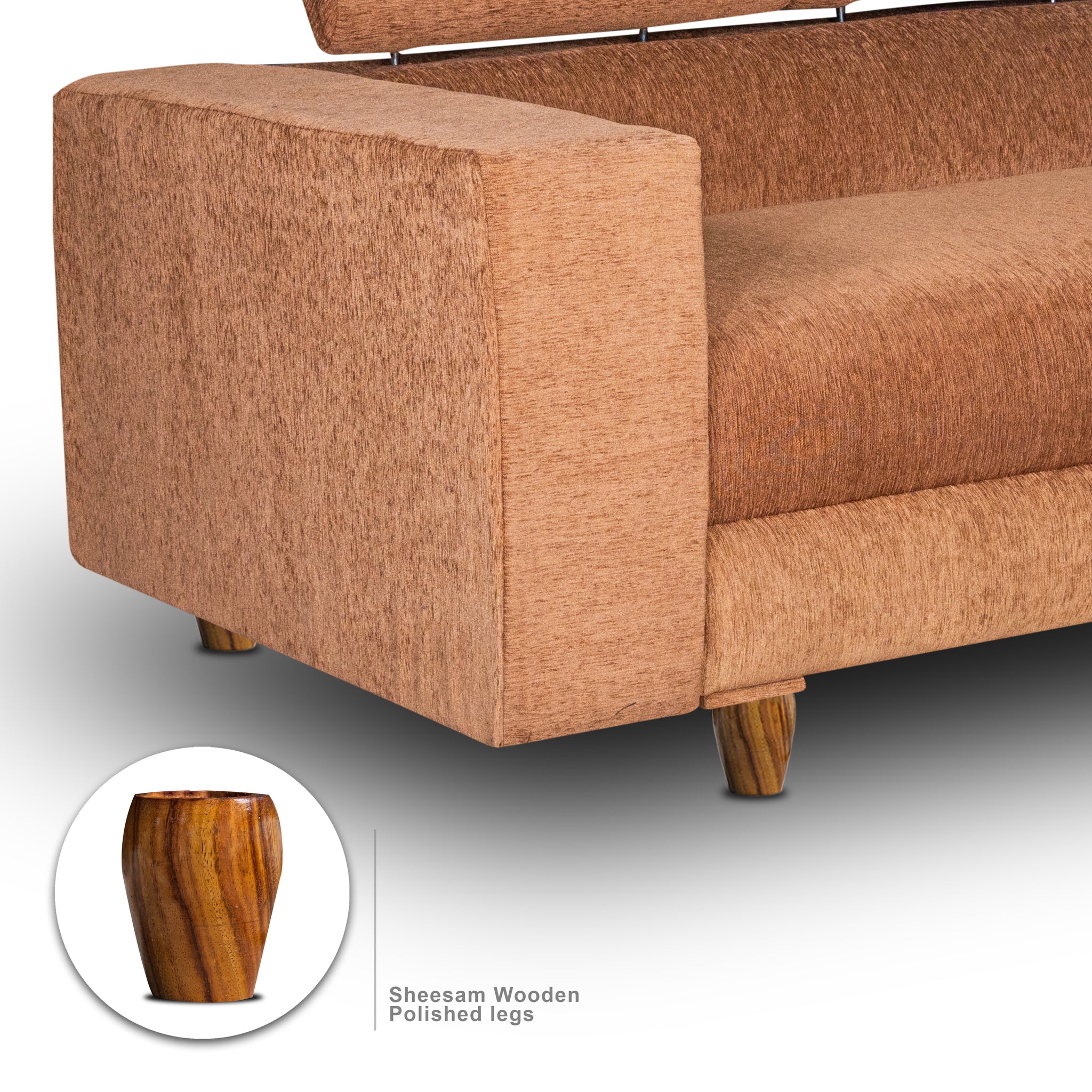 Berlin 3 Seater Sofa, Chenille Molfino Fabric (Finish Color - Beige)
