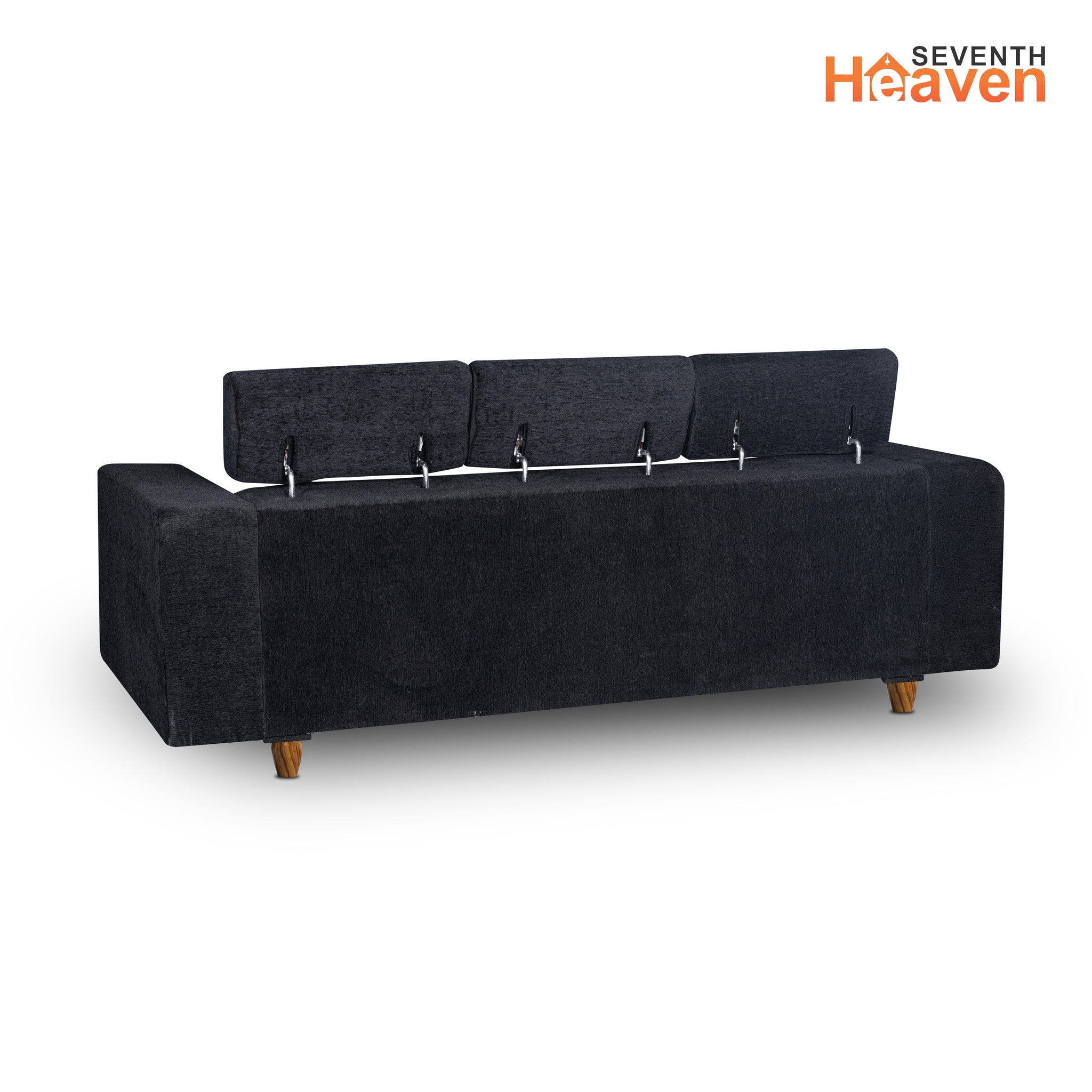 Berlin 3 Seater Sofa, Chenille Molfino Fabric (Finish Color - Black)