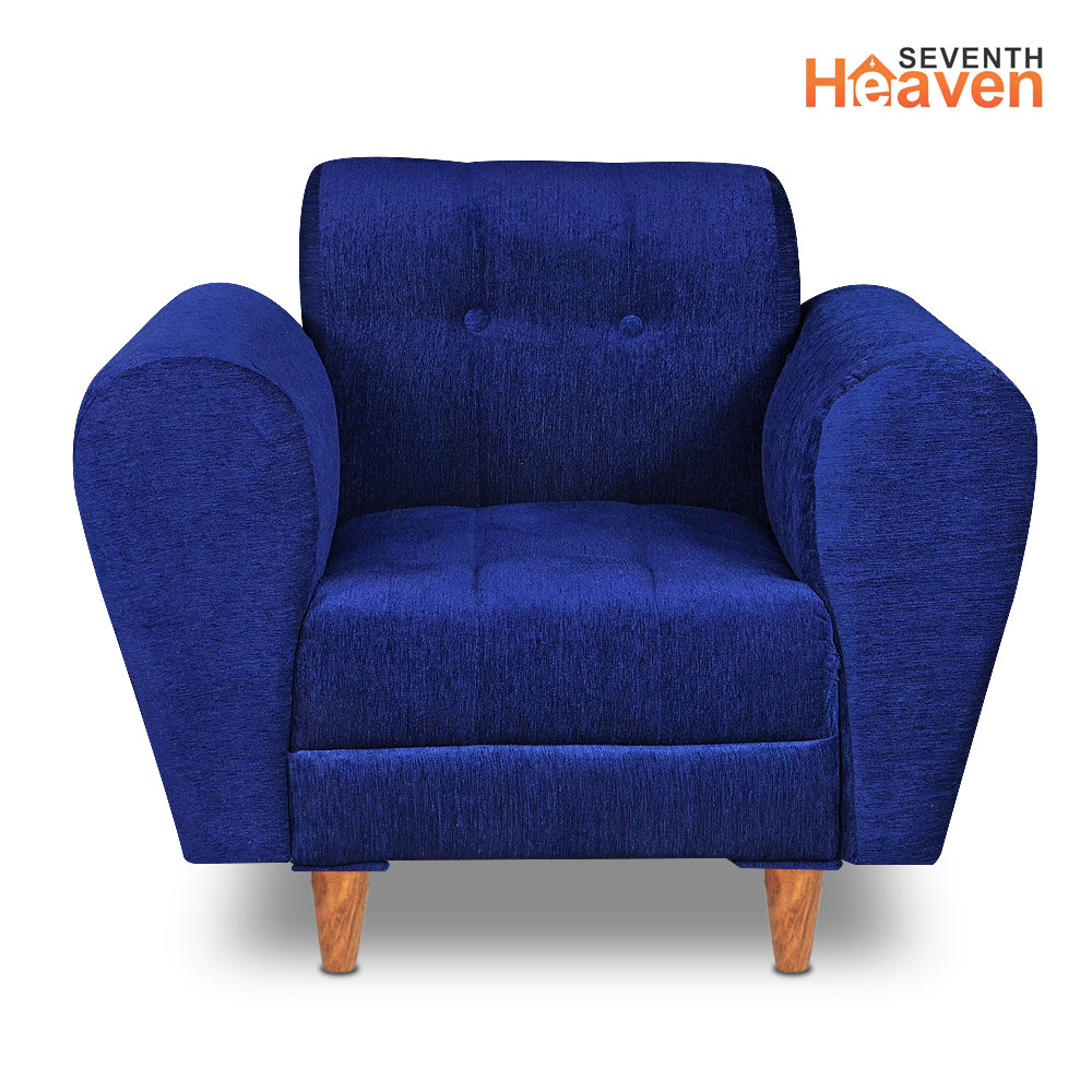Milan 5 Seater Sofa Set, Chenille Molfino Fabric (Finish Color - Blue, Style - 3 + 1 +1)