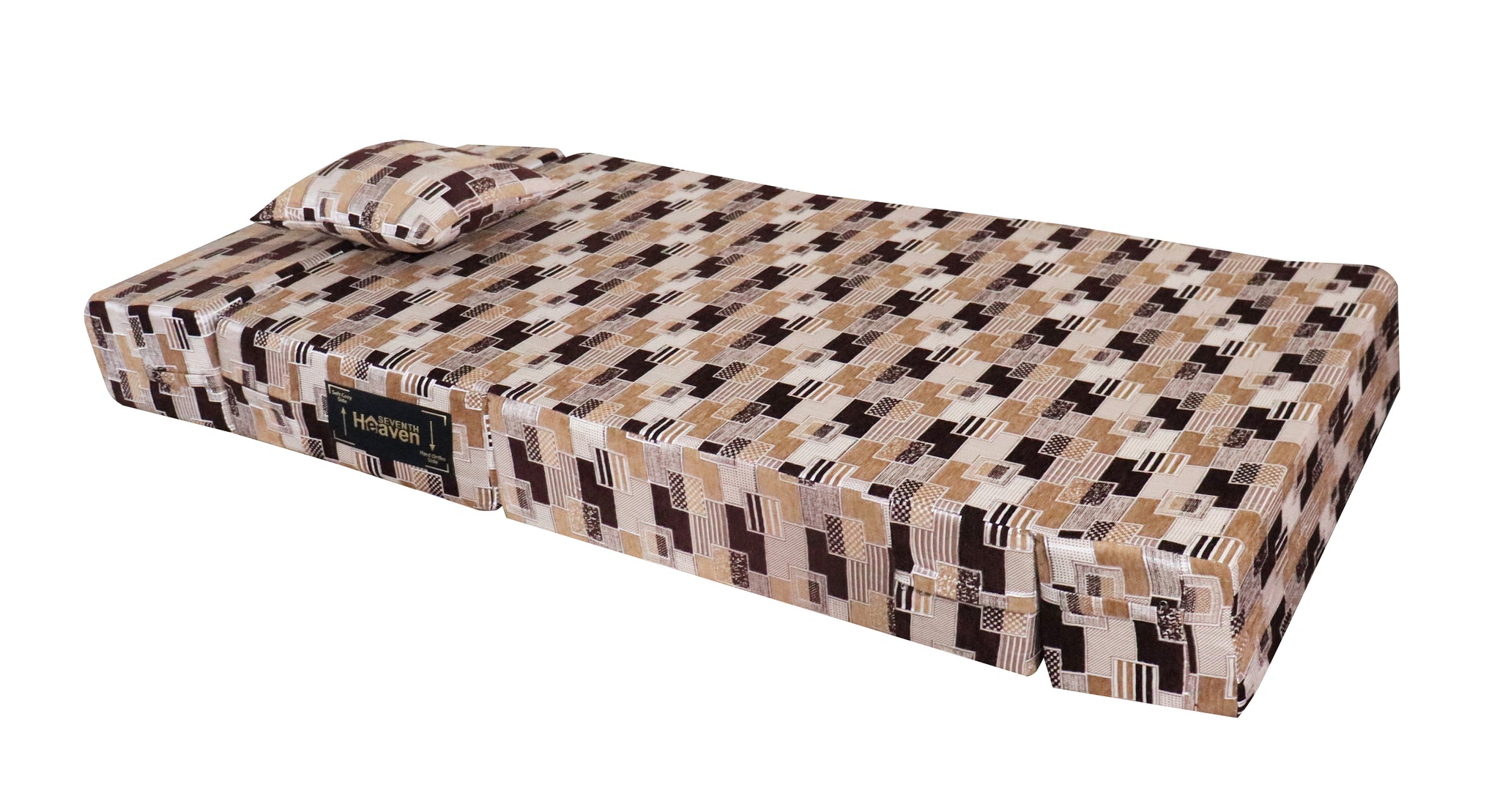 Brown & grey Chenille Molfino Fabric 6×2.5 Sofa cum Bed with 1 Cushion
