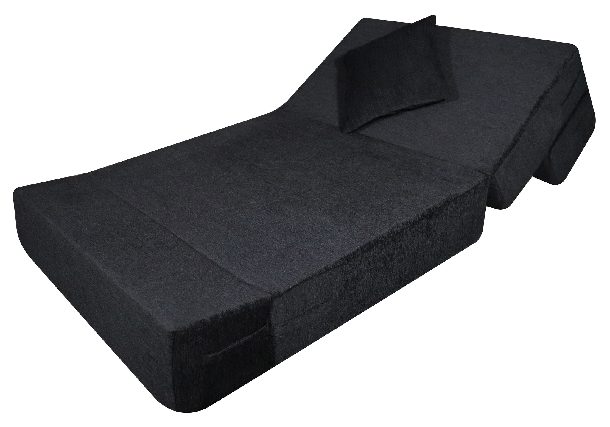 Black Molfino Fabric 6×2.5 Sofa cum Bed with 1 Cushion