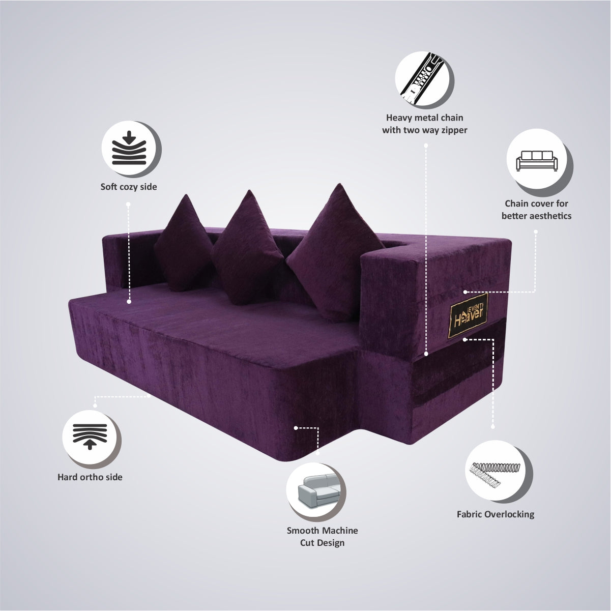 Purple Chenille Molfino Fabric (72"x44'x10") FlipperX Sofa Bed