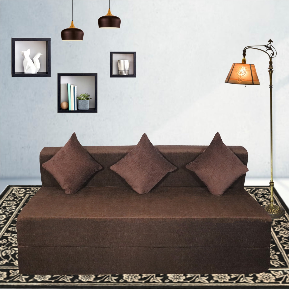 Cover of Brown Molfino Fabric 6'X6' Rejoice Sofa cum Bed