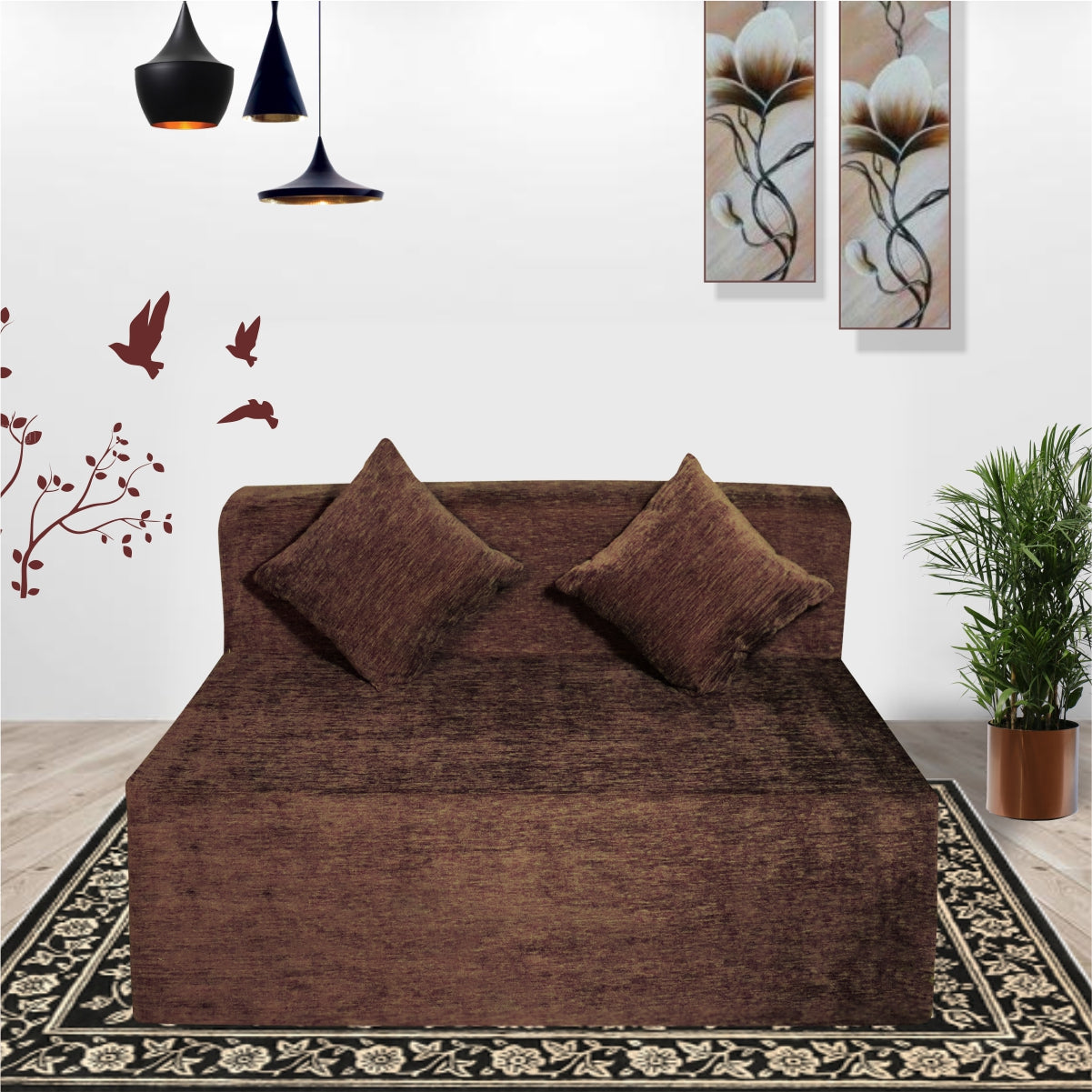 Cover of Brown Molfino Fabric 6'X4' Rejoice Sofa cum Bed