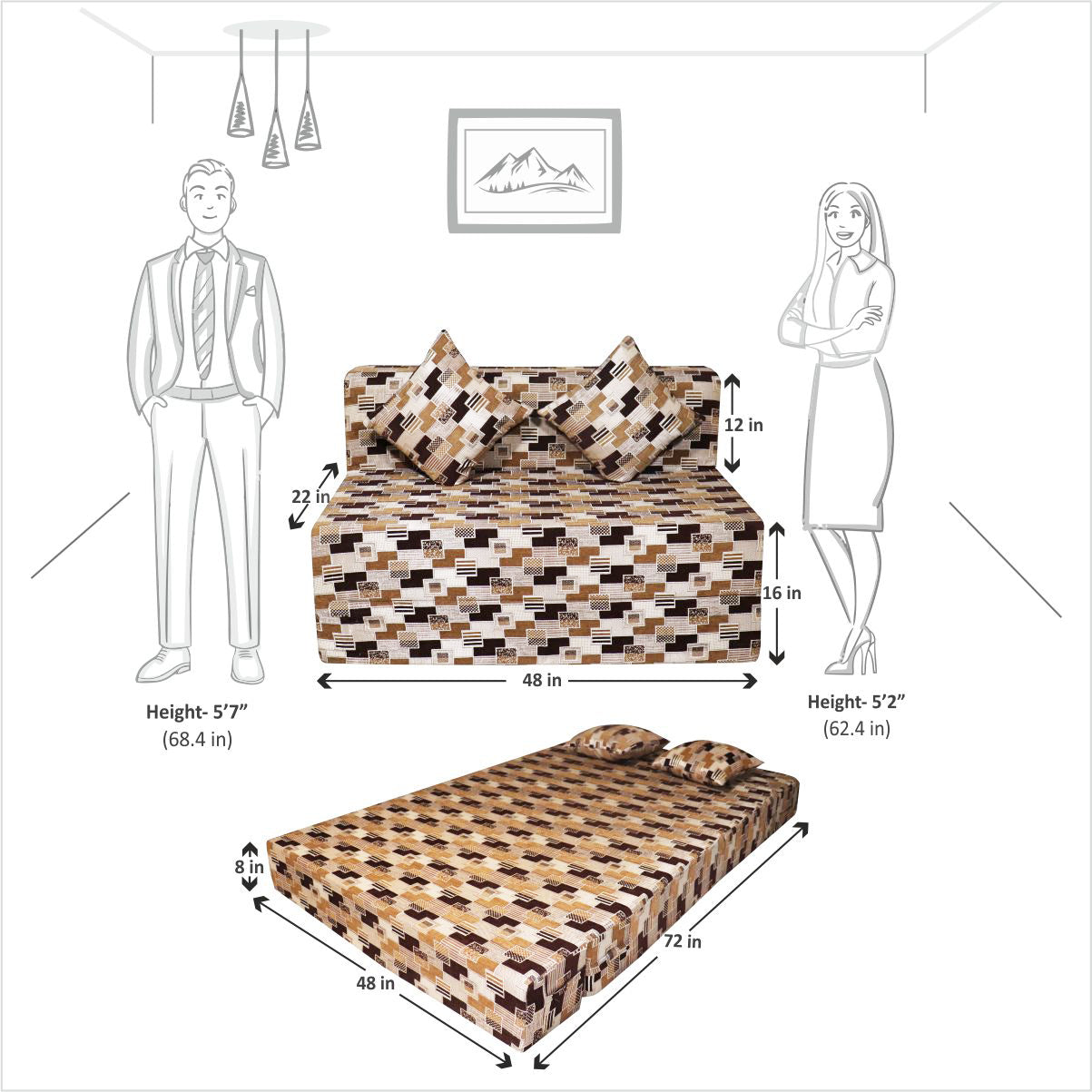 Cover of Brown & Grey Molfino Fabric 6'X4' Rejoice Sofa cum Bed