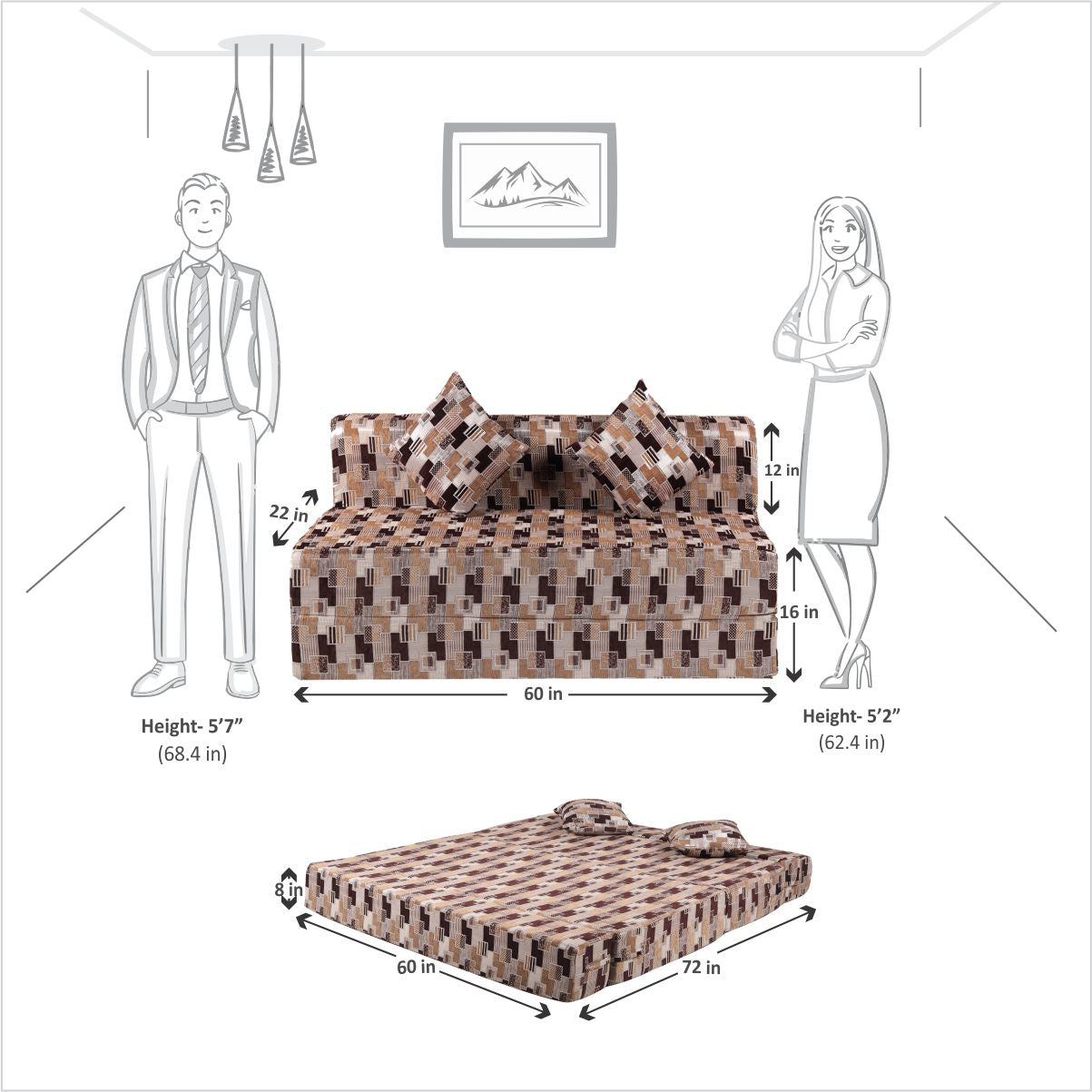 Cover of Brown & Grey Molfino Fabric 6'X5' Rejoice Sofa cum Bed