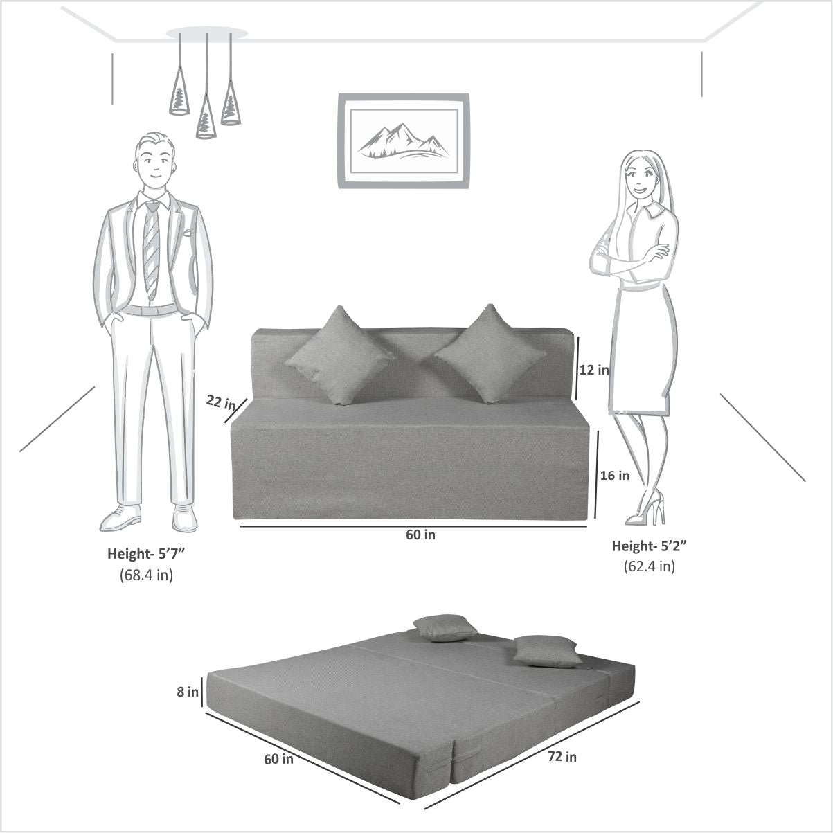 Cover of Light Grey Jute Fabric 6'X5' Rejoice Sofa cum Bed