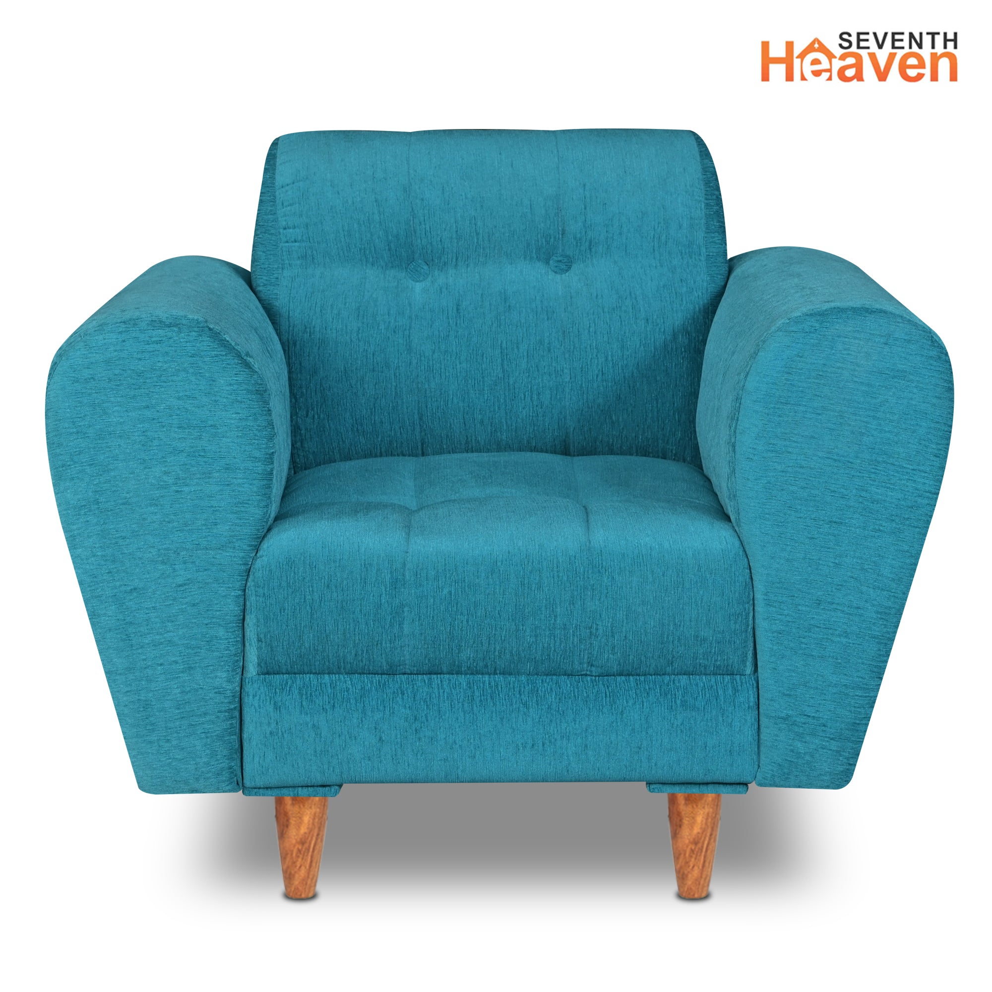 Milan 5 Seater Sofa Set, Chenille Molfino Fabric (Finish Color - Sky Blue, Style - 3 + 1 +1)
