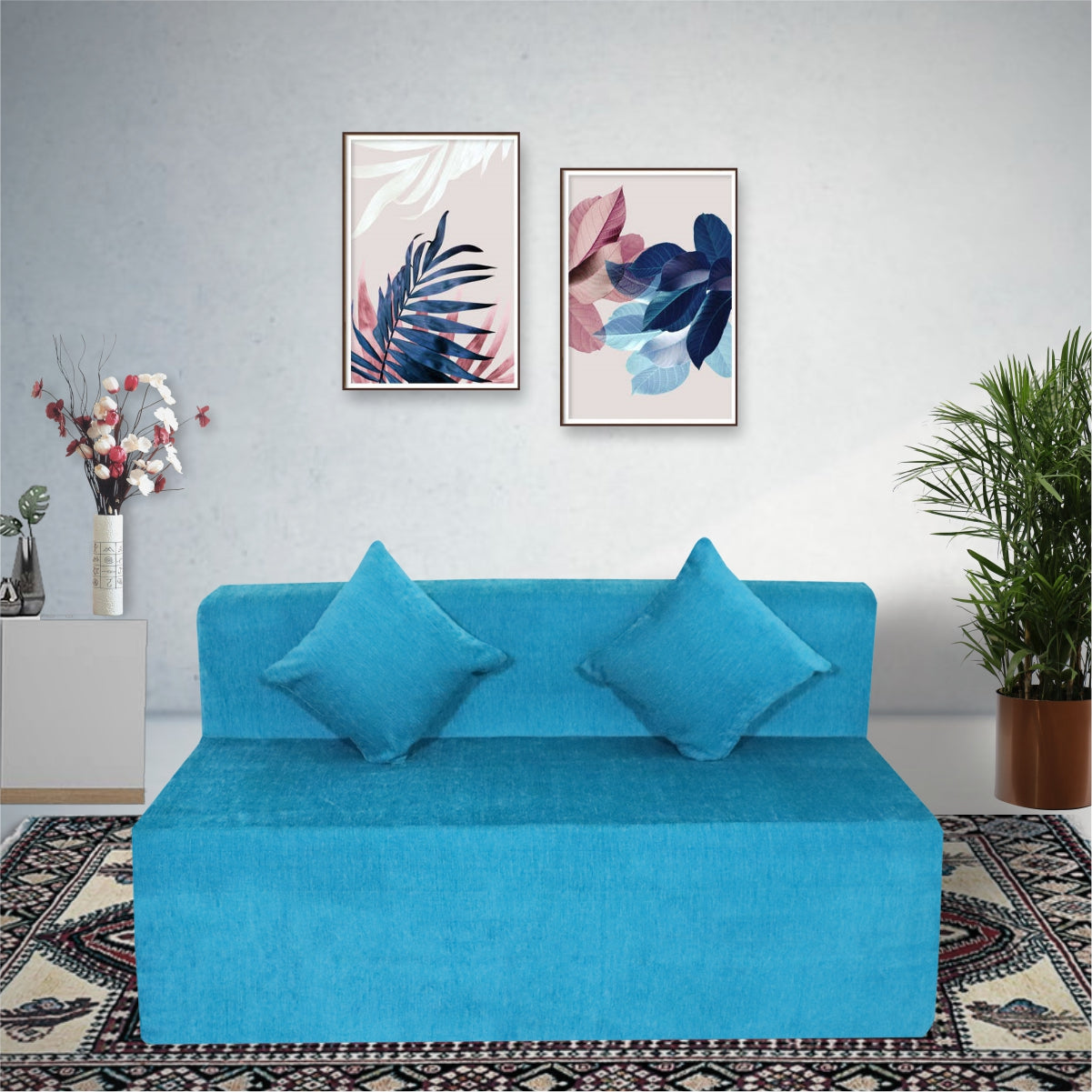 Cover of Sky Blue Molfino Fabric 6'X5' Rejoice Sofa cum Bed