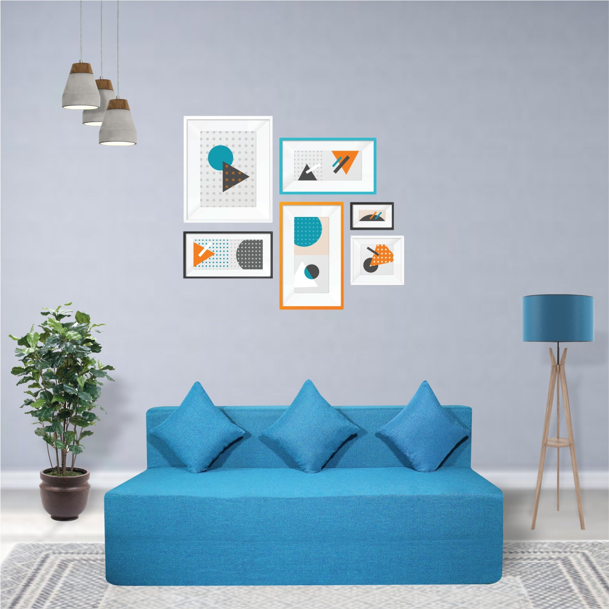 Cover of Blue Jute Fabric 6'X6' Rejoice Sofa cum Bed