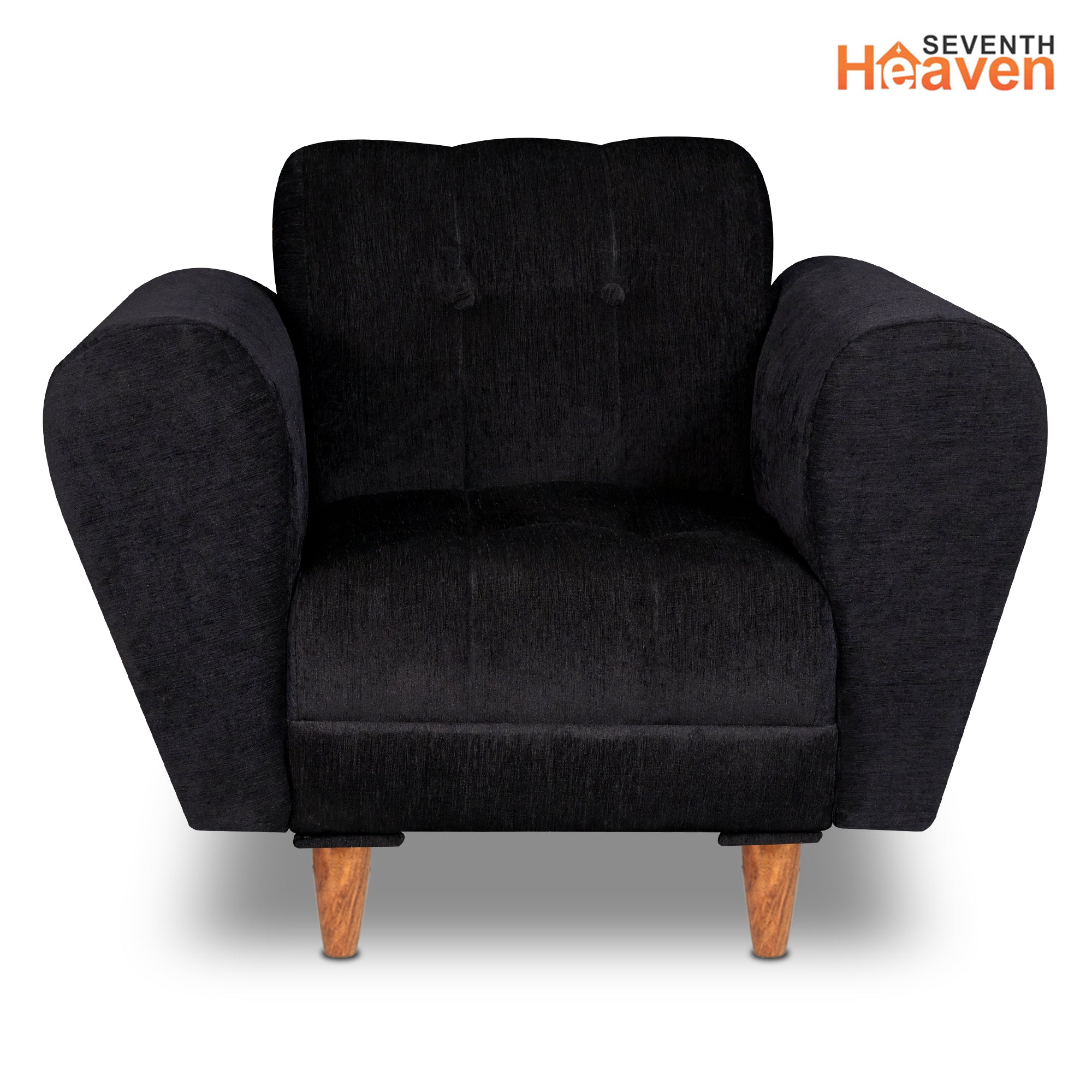 Milan 5 Seater Sofa Set, Chenille Molfino Fabric (Finish Color - Black, Style - 3 + 1 +1)