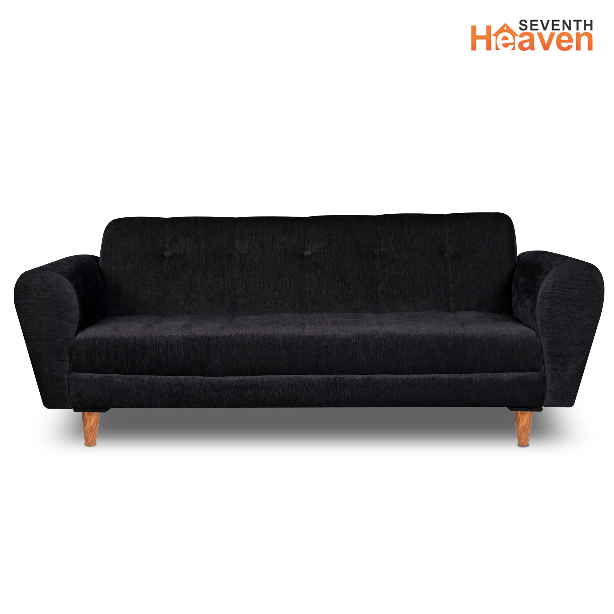 Milan 5 Seater Sofa Set, Chenille Molfino Fabric (Finish Color - Black, Style - 3 + 2)