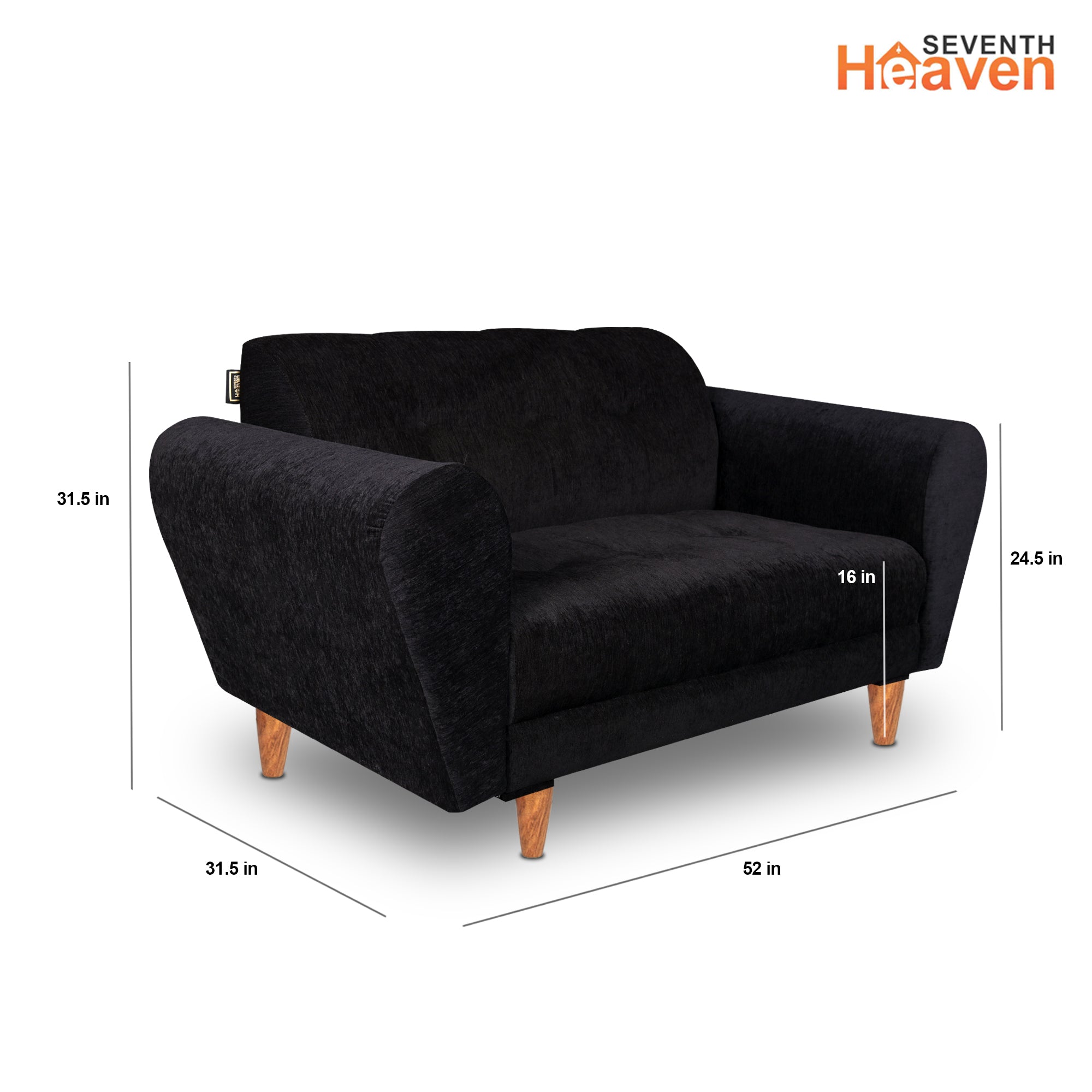 Milan 5 Seater Sofa Set, Chenille Molfino Fabric (Finish Color - Black, Style - 3 + 2)