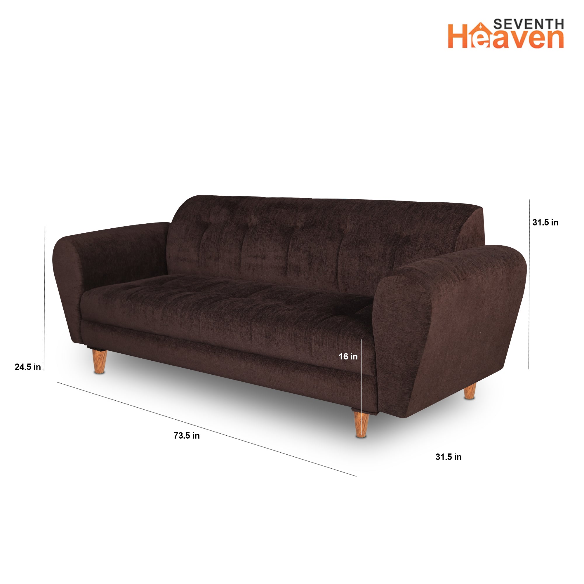 Milan 5 Seater Sofa Set, Chenille Molfino Fabric (Finish Color - Brown, Style - 3 + 1 +1)