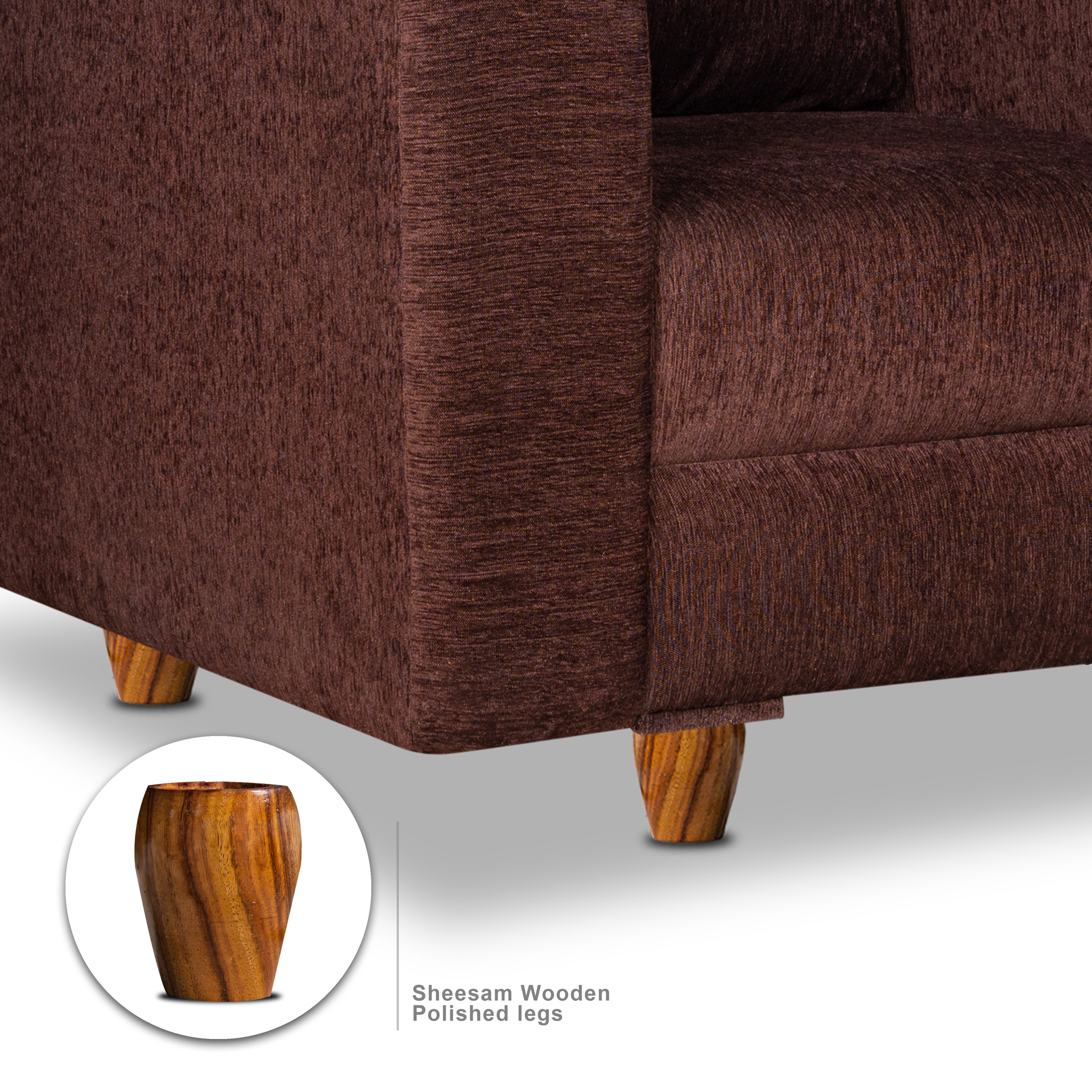 Rio 3 Seater Sofa, Chenille Molfino Fabric (Finish Color - Brown)