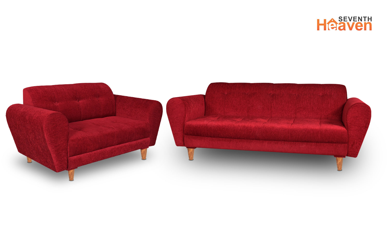 Milan 5 Seater Sofa Set, Chenille Molfino Fabric (Finish Color - Maroon, Style - 3 + 2)