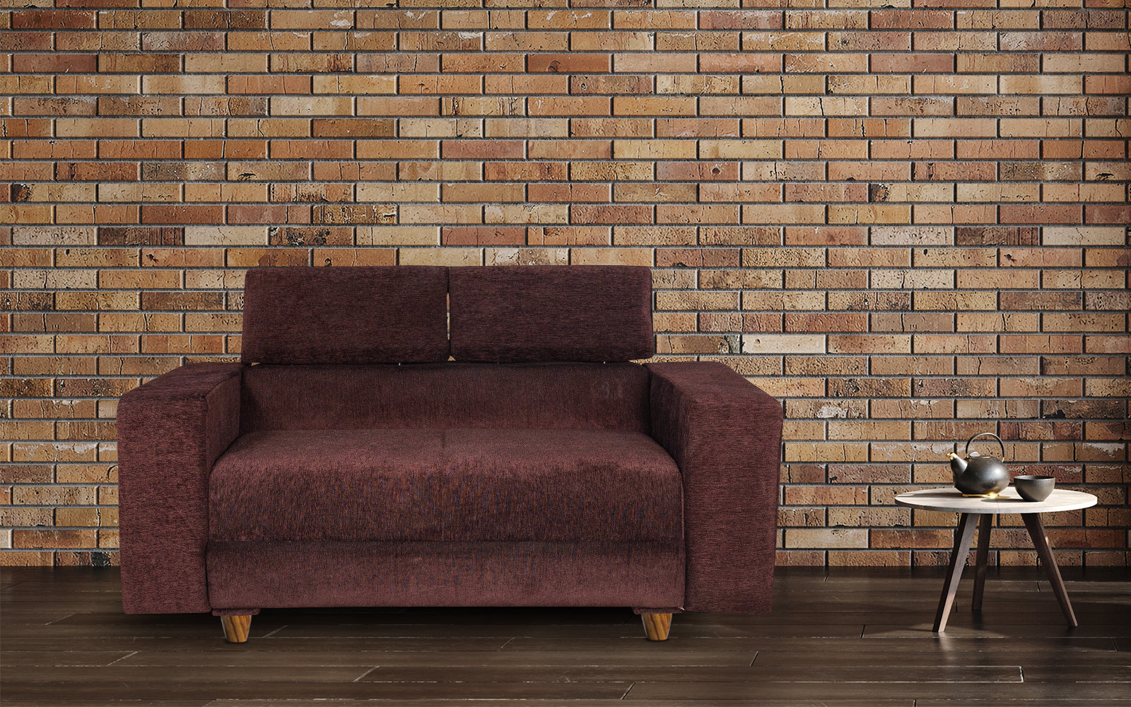 Berlin 2 Seater Sofa, Chenille Molfino Fabric (Finish Color - Brown)