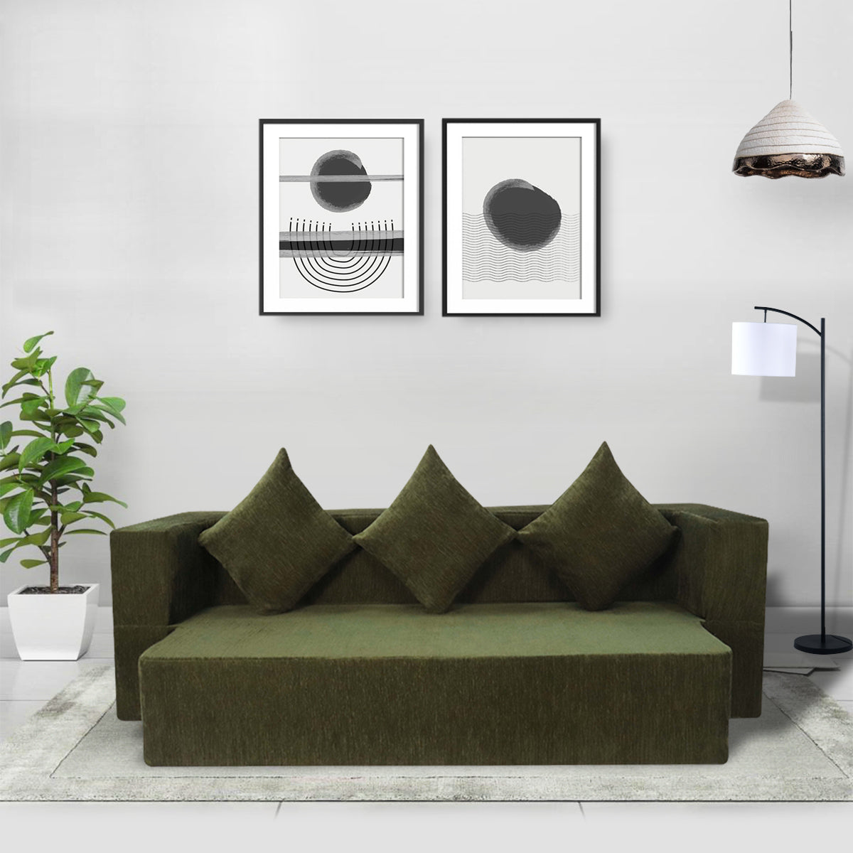 Emerald Green Chenille Molfino Fabric (72"x44'x10") FlipperX Sofa Bed